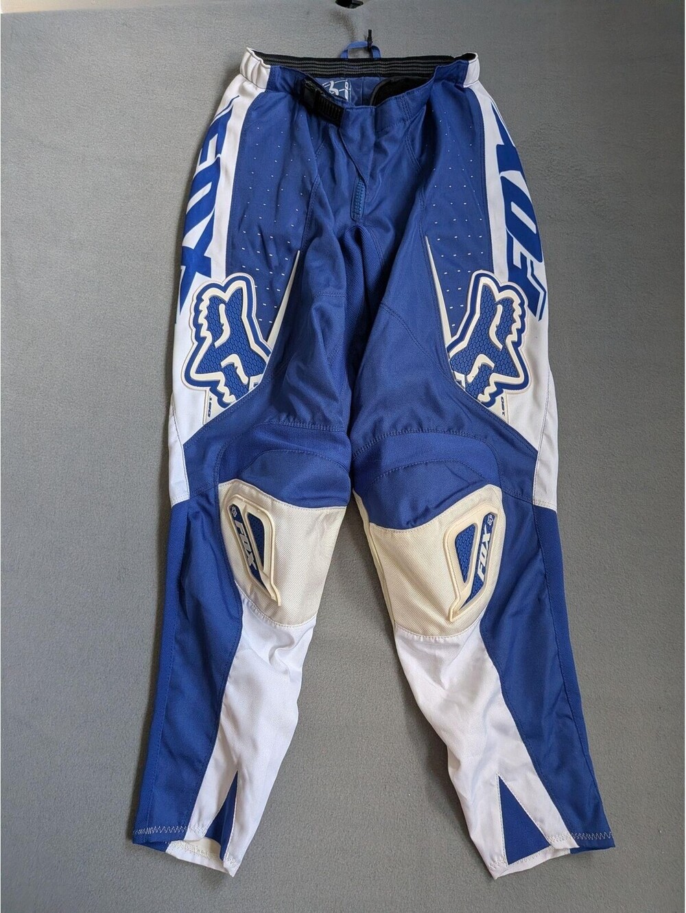 Fox 180 Track Pants Mens 30 Blue White Motocross Padded Adjustable Waist Riding